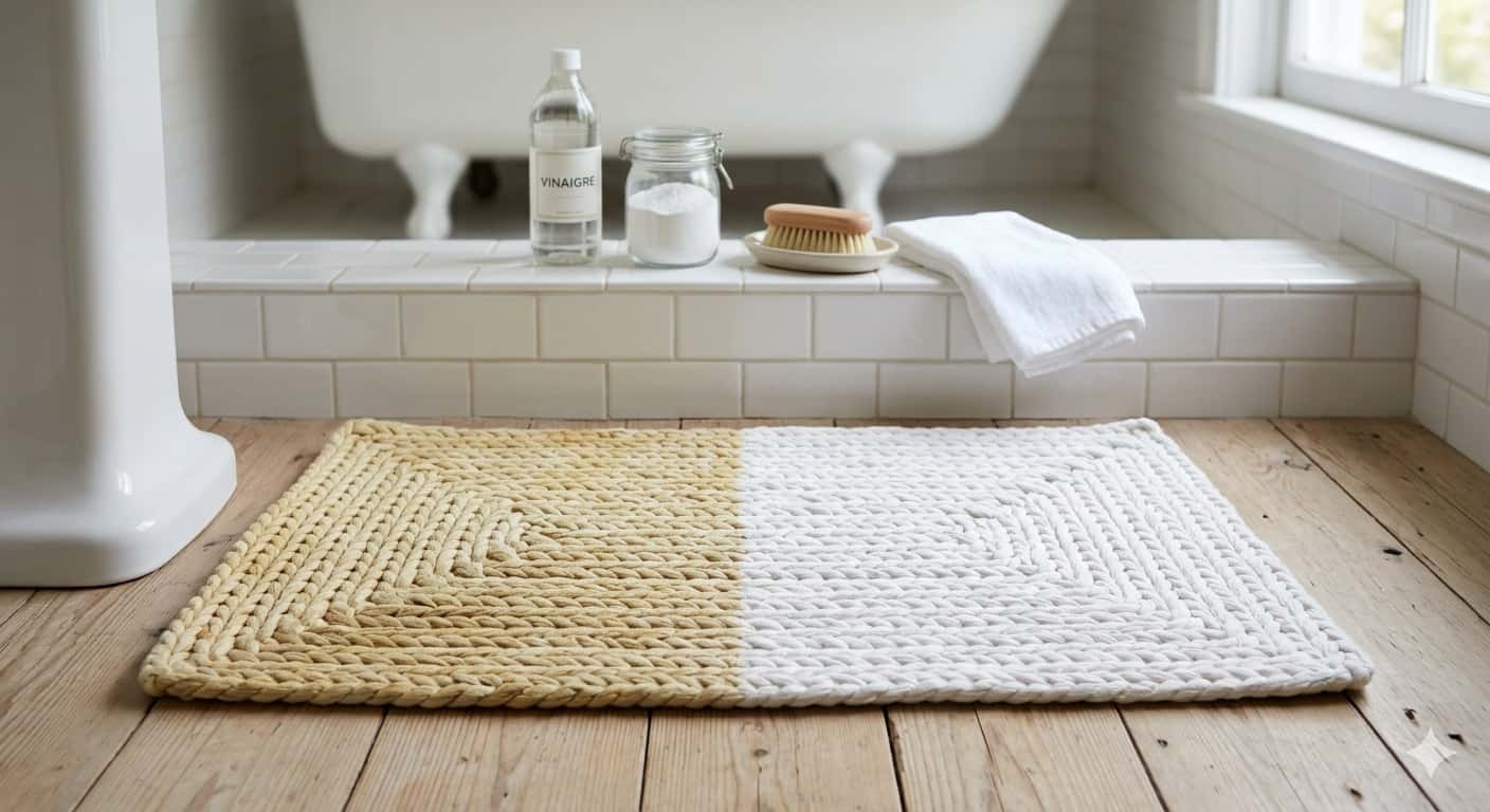 Comment blanchir un tapis de bain jauni sans l'abîmer ? Image