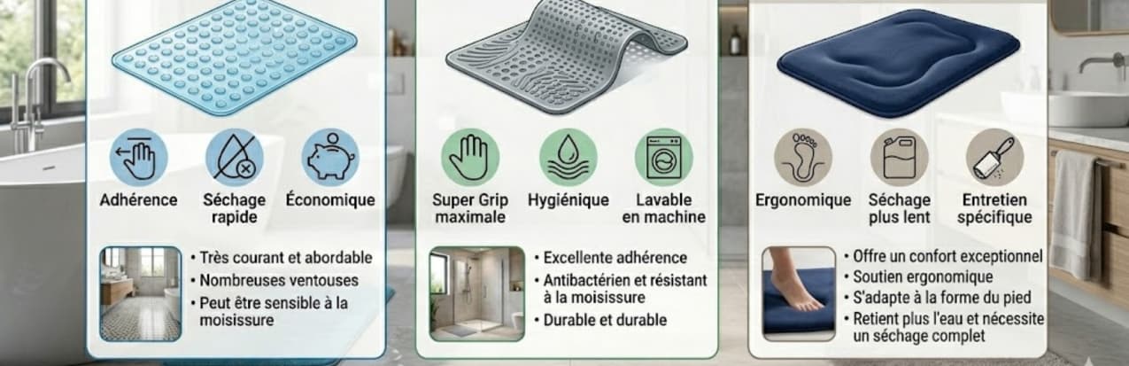 Tapis de bain antidérapant : quel matériau choisir ? Image