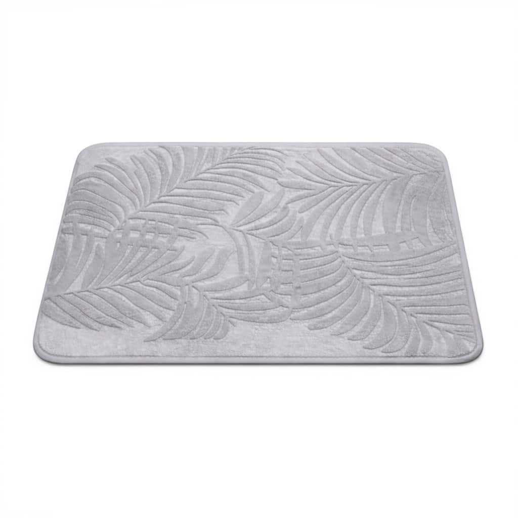 Tapis de Bain Polyester Motif Feuilles en Relief – Antidérapant & Absorbant