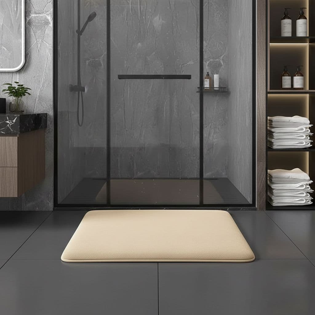 tapis antidérapant salle de bain Beige clair